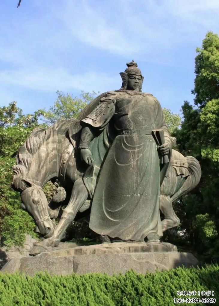 中式岳飛雕塑 鑄銅名人雕塑 游樂場(chǎng)肖像雕塑