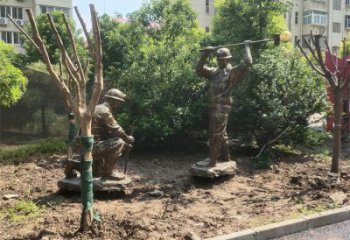 農(nóng)村工人雕塑 抽象藝術(shù)勞動雕塑 烤漆民俗雕塑