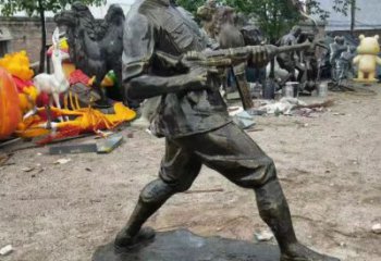 廣場交警雕塑 抽象軍人雕塑 烤漆士兵雕塑