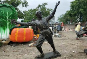 戶外交警雕塑 噴漆軍人雕塑 燈光士兵雕塑