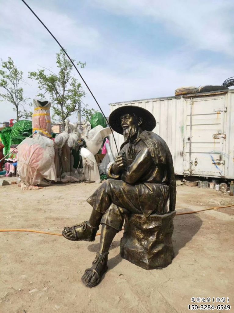 廣場船夫雕塑 抽象民俗雕塑 烤漆姜太公雕塑