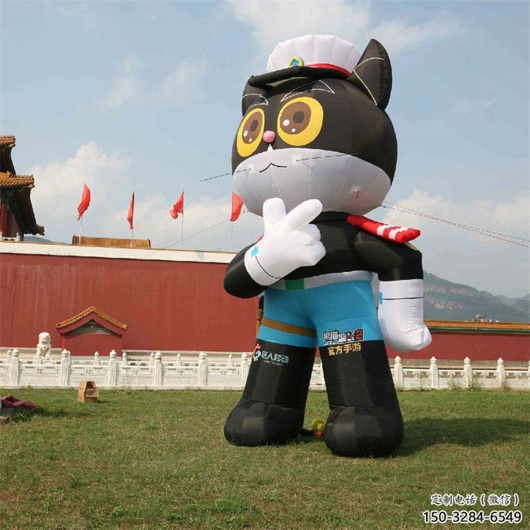 創(chuàng)意黑貓警長(zhǎng)雕塑 彩繪卡通雕塑 公園雕塑