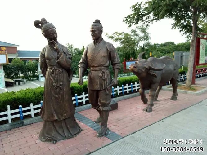 售樓處牛郎織女雕塑 商業街雕塑 神話擺件