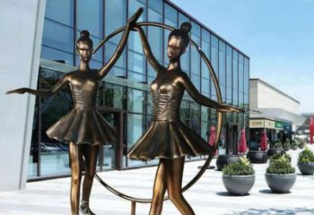 街頭跳舞雕塑 大型別墅區舞者雕塑 黃銅女孩雕塑