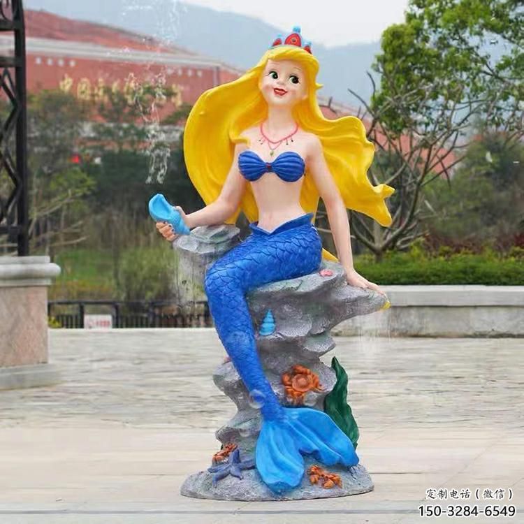 步行街美人魚雕塑 游樂場景觀卡通雕塑 鑄造動漫雕塑