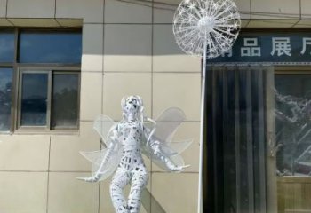 拉絲小精靈雕塑 鏤空創意雕塑 別墅區動漫雕塑