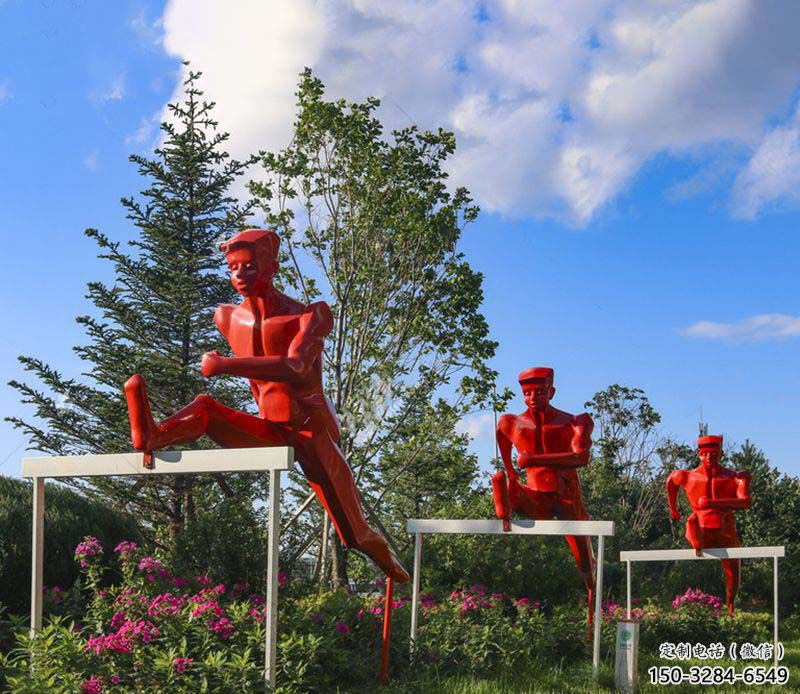 室內跨欄雕塑 仿真景觀體育雕塑 大型運動員雕塑