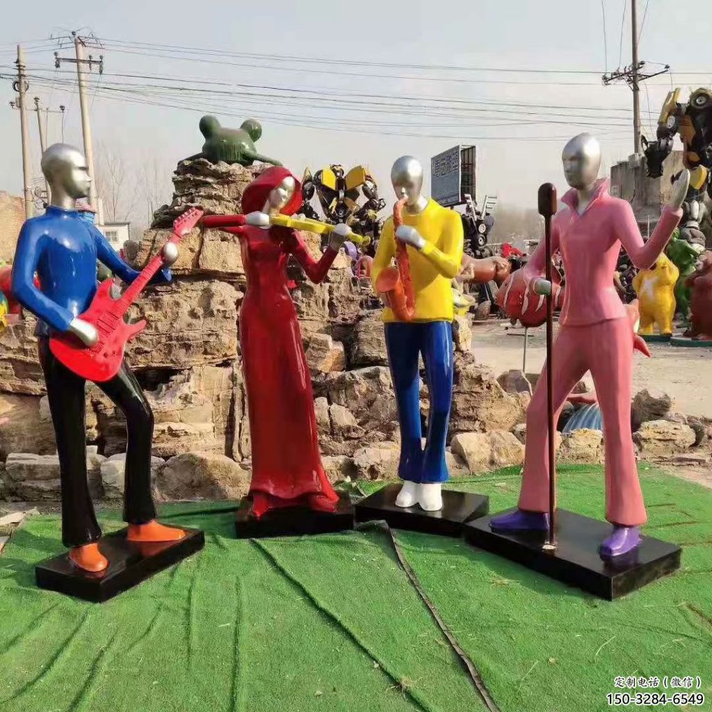 吹拉彈唱雕塑 抽象藝術(shù)音樂雕塑 烤漆音樂人雕塑