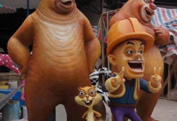 門口熊大雕塑 售樓處動漫雕塑 彩繪小品