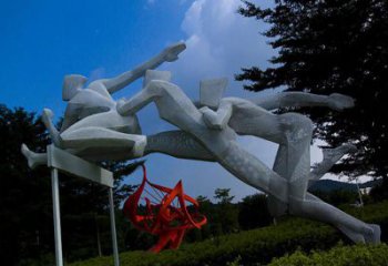 跨欄雕塑 仿真景觀體育雕塑 烤漆運動員雕塑