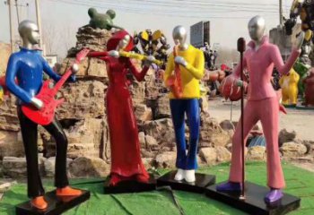 吹拉彈唱雕塑 抽象藝術音樂雕塑 烤漆音樂人雕塑