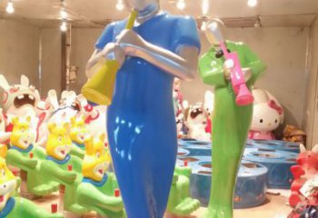 房地產吹拉彈唱雕塑 剪影音樂雕塑 鍛造音樂人雕塑