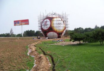 商業(yè)街足球雕塑 烤漆球體雕塑 彩繪球類雕塑