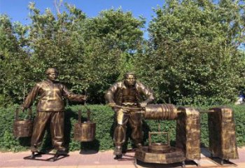 美陳茶道雕塑 戶(hù)外民俗雕塑 酒店制茶雕塑