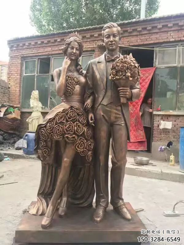 農村愛情雕塑 抽象藝術戀人雕塑 烤漆親吻雕塑