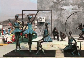 廣場(chǎng)舞蹈雕塑 抽象女孩雕塑 烤漆跳舞雕塑