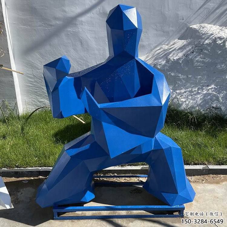 彩繪武術雕塑 現代功夫雕塑 公園練拳雕塑