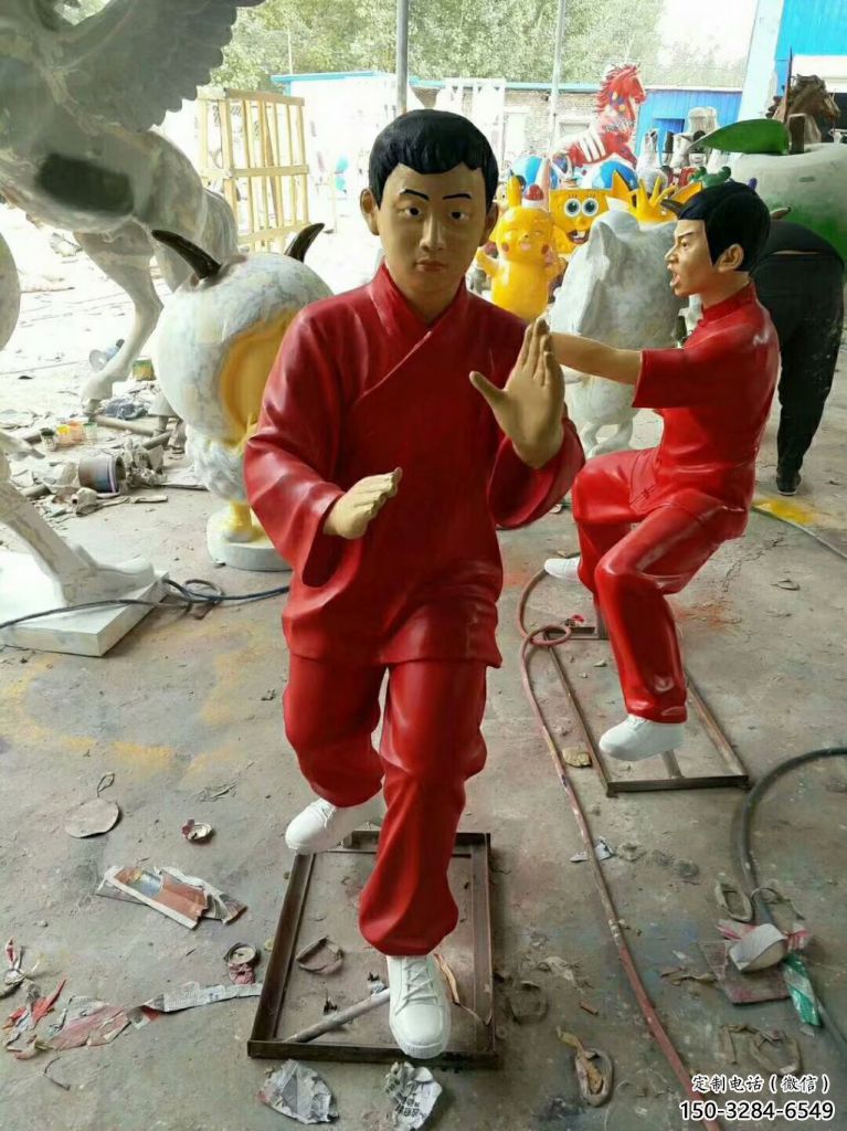 景觀武術雕塑 仿真練拳雕塑 功夫雕塑