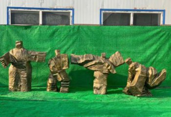 仿古武術雕塑 彩繪功夫雕塑 現代練拳雕塑