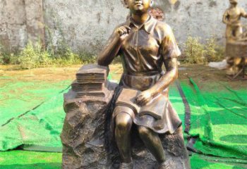 公園看書雕塑 戶外人物雕塑 抽象學(xué)生雕塑