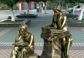 農(nóng)村看書雕塑 抽象藝術(shù)學(xué)生雕塑 烤漆人物雕塑