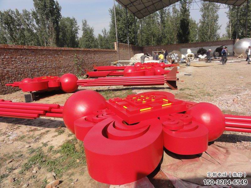 公園中國結(jié)雕塑廠家，烤漆工藝制作，民俗文化標(biāo)識