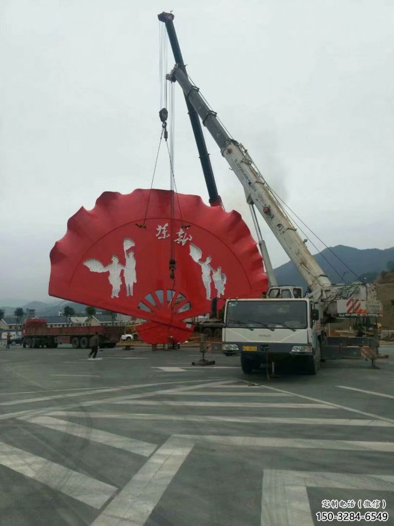 大型商場扇子雕塑 仿真景觀雕塑 鏡面扇形雕塑