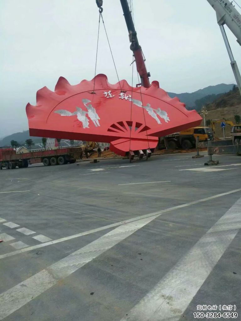 花邊扇子雕塑，廣場不銹鋼雕塑
