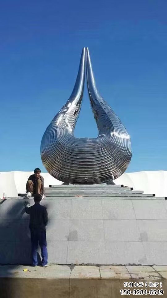 鏡面水珠雕塑 噴水園林雕塑 餐飲店雕塑