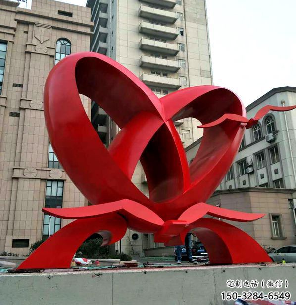 步行街雙心雕塑 游樂場(chǎng)桃心雕塑 鑄造心心相印雕塑