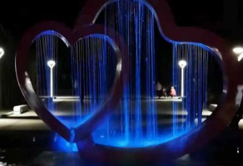 街頭雙心雕塑 大型別墅區雕塑 鋼管心心相印雕塑