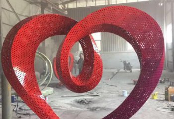 酒店雙心雕塑 景觀美陳雕塑 現代心心相印雕塑