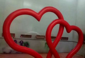 商業街雙心雕塑 烤漆雕塑 彩繪心心相印雕塑