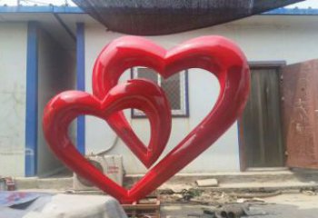 心心相印不銹鋼雕塑 烤漆景觀擺件，小區(qū)廣場擺件