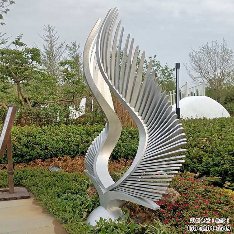 創意鳳尾雕塑 啞光展翅造型 公園雕塑