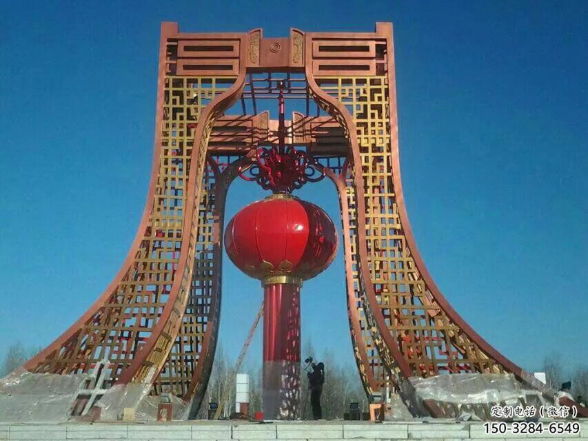 商業街燈籠雕塑 烤漆雕塑 彩繪雕塑