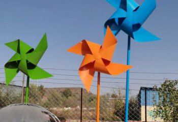 步行街風(fēng)車雕塑 游樂(lè)場(chǎng)風(fēng)動(dòng)雕塑 鑄造旋轉(zhuǎn)雕塑