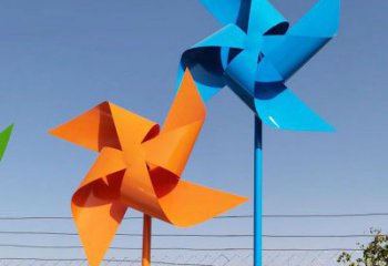 戶外風車雕塑 噴漆風動雕塑 燈光旋轉雕塑