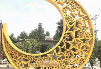 戶外月牙雕塑 噴漆雕塑 燈光月亮牙雕塑