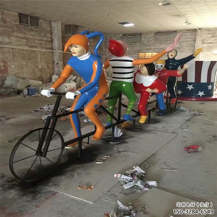 步行街自行車雕塑 游樂場體育雕塑 鑄造運動員雕塑