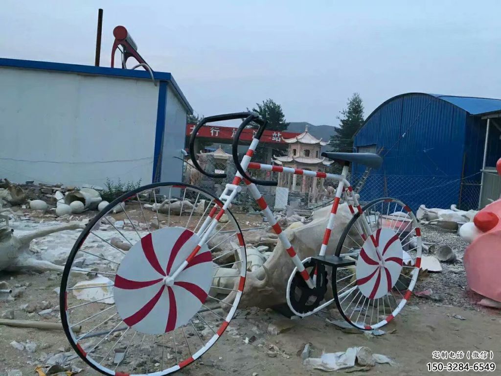 大型自行車雕塑 歐式步行街運動員雕塑 彩繪體育雕塑