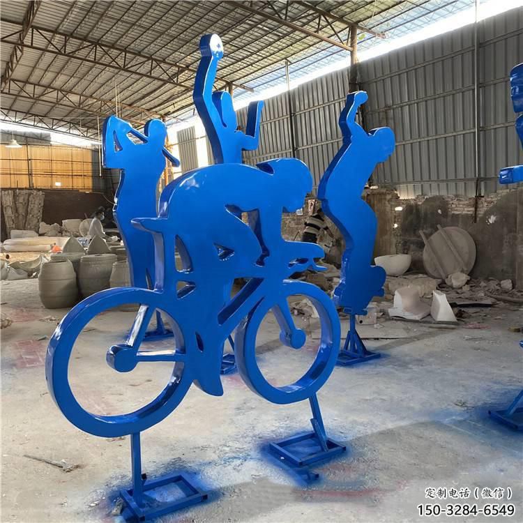 園林自行車雕塑 大型體育雕塑 中式運動員雕塑