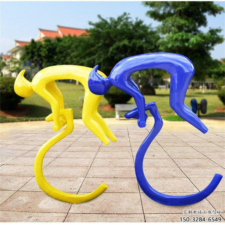 自行車雕塑生產 啞光體育雕塑 公園運動員雕塑