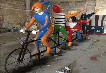 步行街自行車雕塑 游樂場體育雕塑 鑄造運動員雕塑