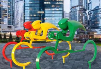 庭院自行車雕塑 公園運動員雕塑 鍛造體育雕塑