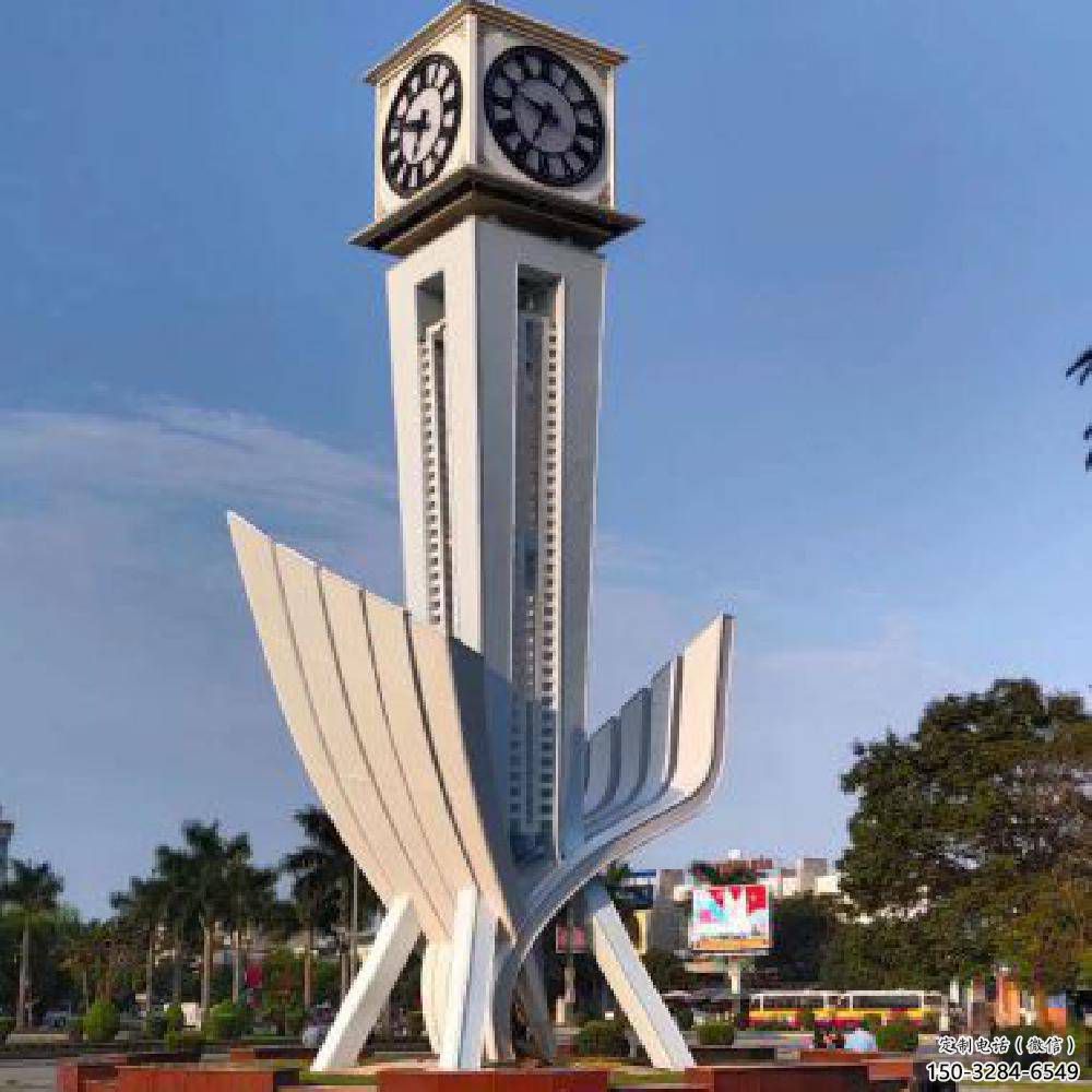 街道鐘表雕塑 現代時鐘雕塑 彩繪雕塑