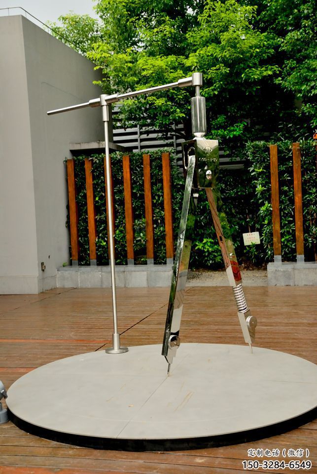 商業(yè)街圓規(guī)雕塑 烤漆標(biāo)識雕塑 彩繪景觀雕塑