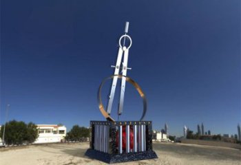 公園圓規雕塑 創意企業標識雕塑 美陳景觀雕塑