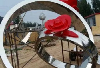 鑄造指環雕塑 中式村口戒指環雕塑 標識標識雕塑