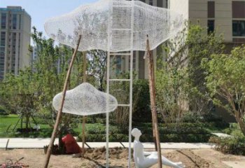 切面云梯雕塑 燈光庭院云朵雕塑 校園梯子雕塑